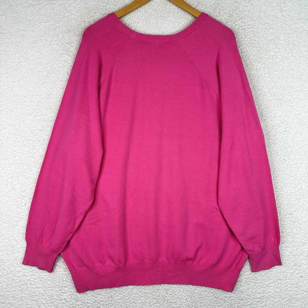 Torrid Hot Pink Lightweight Sweater Long Raglan Sleeve Soft‎ Knit Valentine - Picture 9 of 10